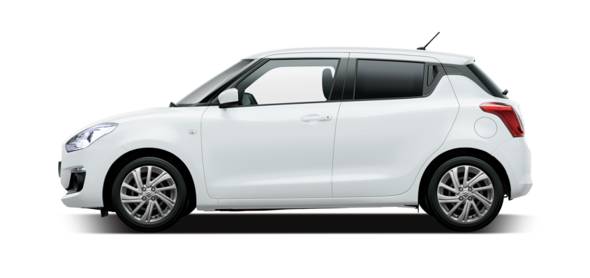 White Suzuki Swift GL Plus Side view