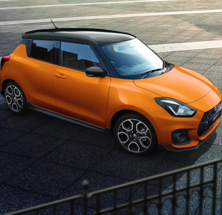 Two-tone orange Swift Sport with black roof