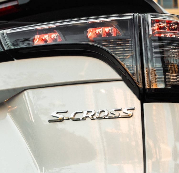 Close up of Suzuki S-CROSS rear with premium LED lights and S-CROSS badging