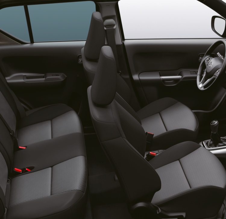 Ignis cabin seats 5 - driver, passenger and 3 in the rear