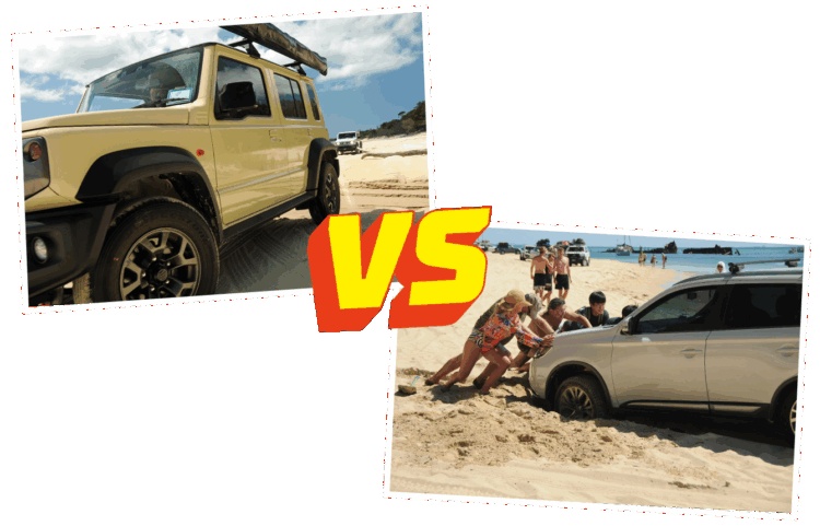 Jimny 4WD vs 'soft' AWD at Moreton Bay 