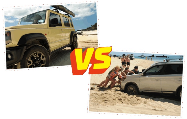 Jimny 4WD vs 'soft' AWD at Moreton Bay 