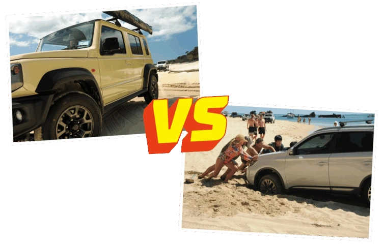 Jimny 4WD vs 'soft' AWD at Moreton Bay 